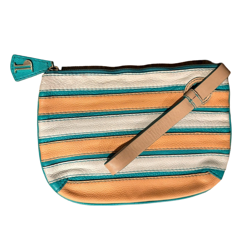 Anthropologie Pilcro and the Letterpress striped leather wristlet clutch